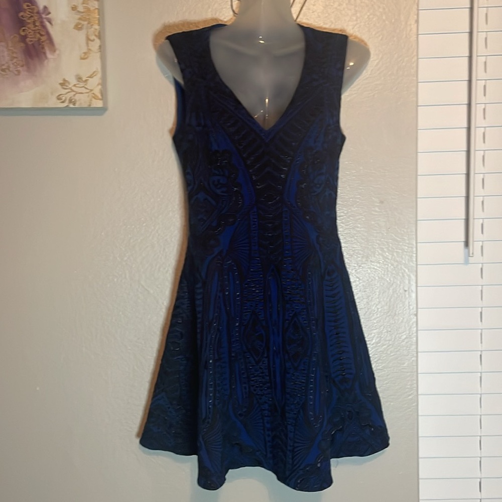 Elegant Navy Blue Skater Dress